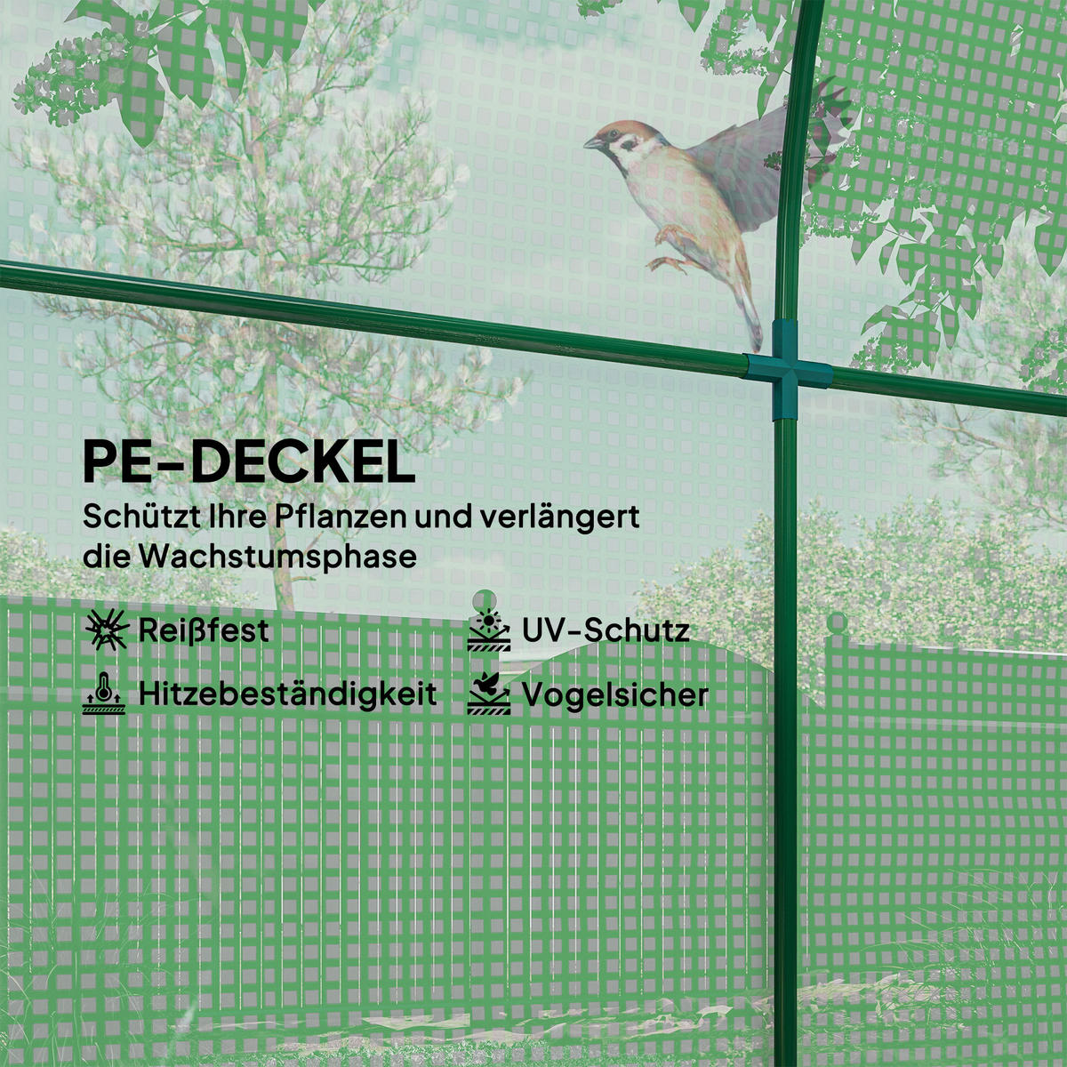 SKLENÍK, 180L x 180Š x 200V cm - zelená barva, kov (180/200/180cm) - Outsunny