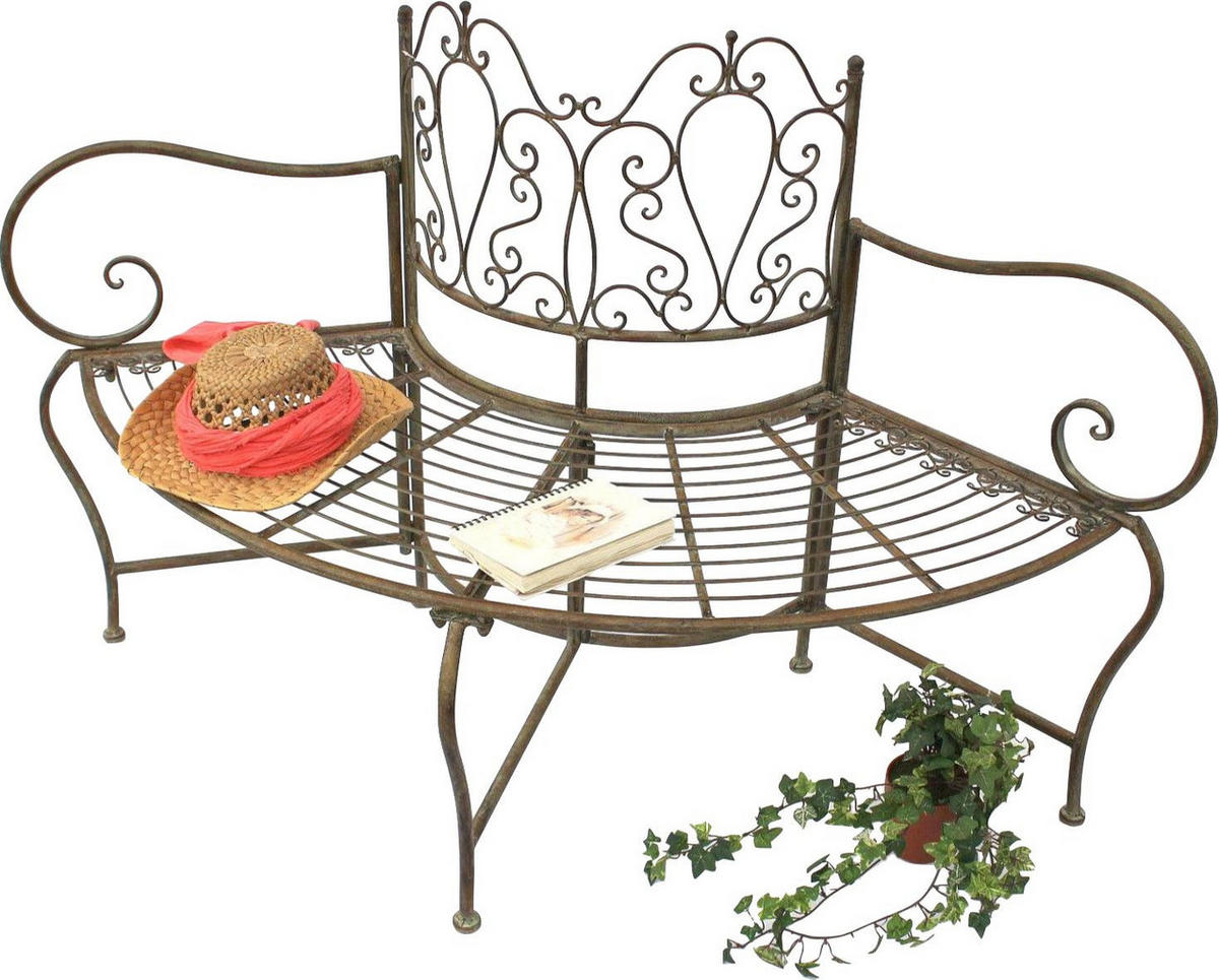 BAUMBANK halbrund 3-Sitzer Braun Metall 135 cm - Grün, Metall (135/86/45cm) - DanDiBo