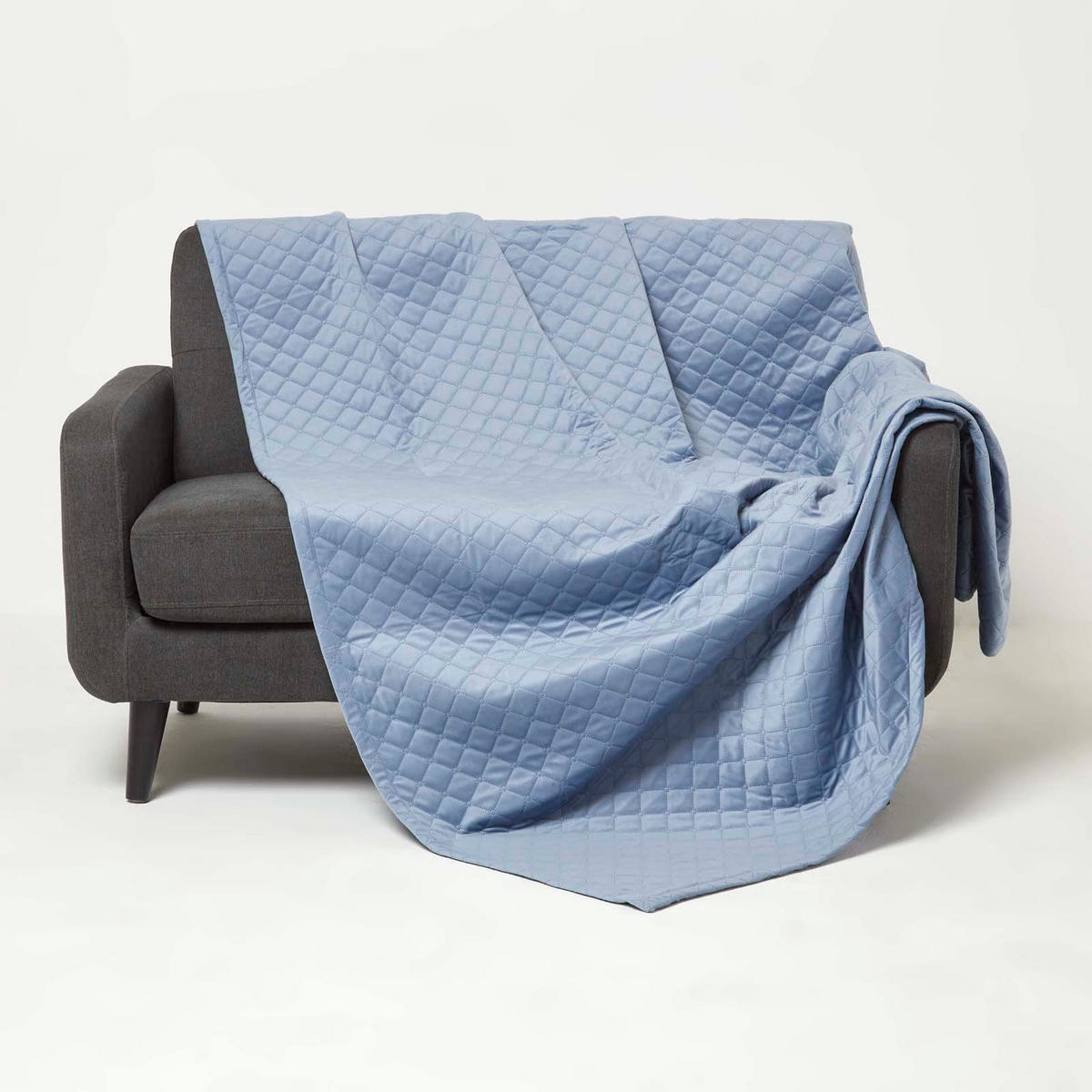SAMT-WOHNDECKE 150/200 cm, gesteppt - Blau, Textil (150/200cm) - Homescapes