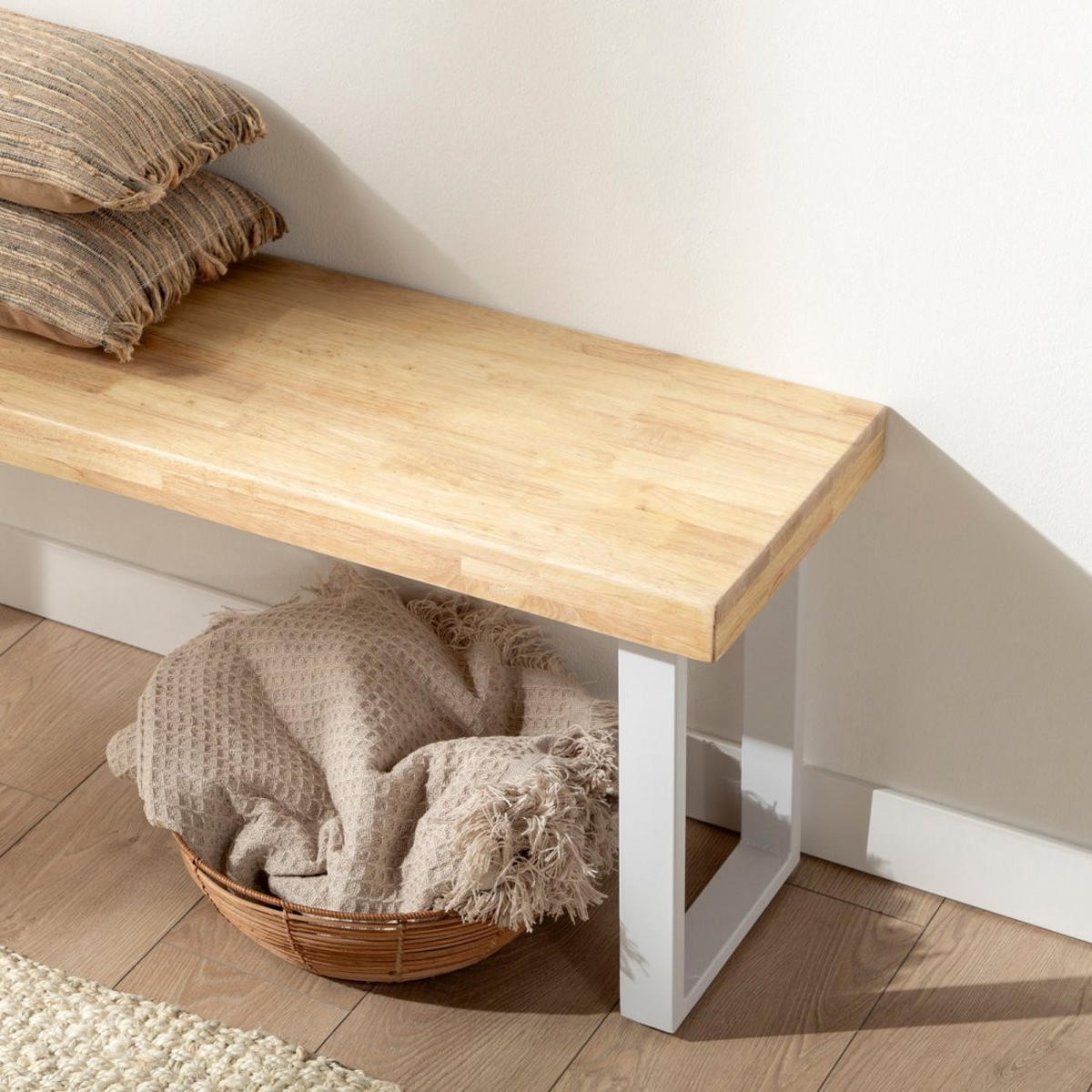 BANK Alys Natürlich 120 cm x 47 cm - Naturfarben/Weiß, Holz (120/47/34cm) - Klast Home