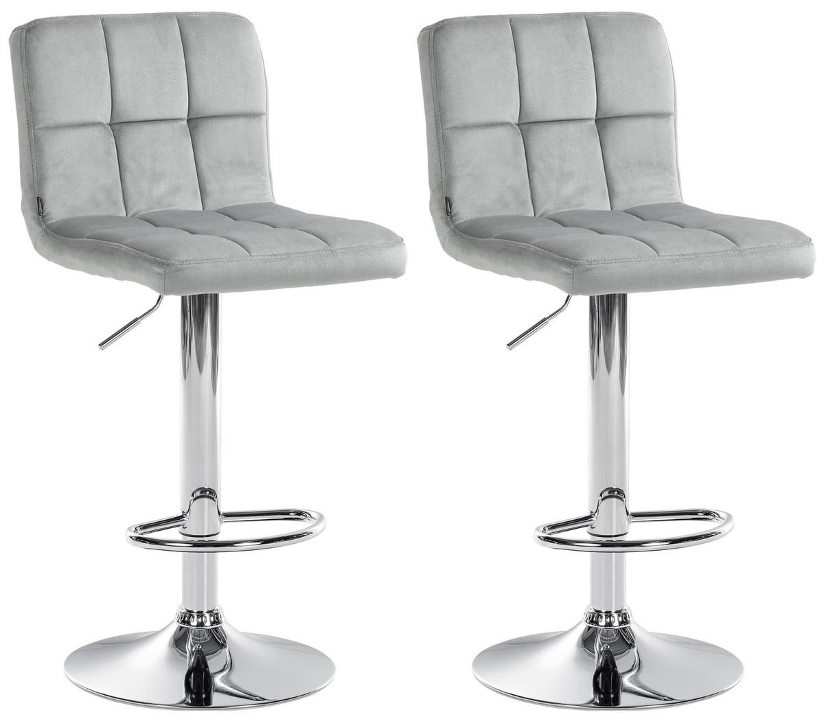 BARHOCKER 2er Set Samt grau - Chromfarben/Grau, Textil/Metall (46/94/47cm) - CLP