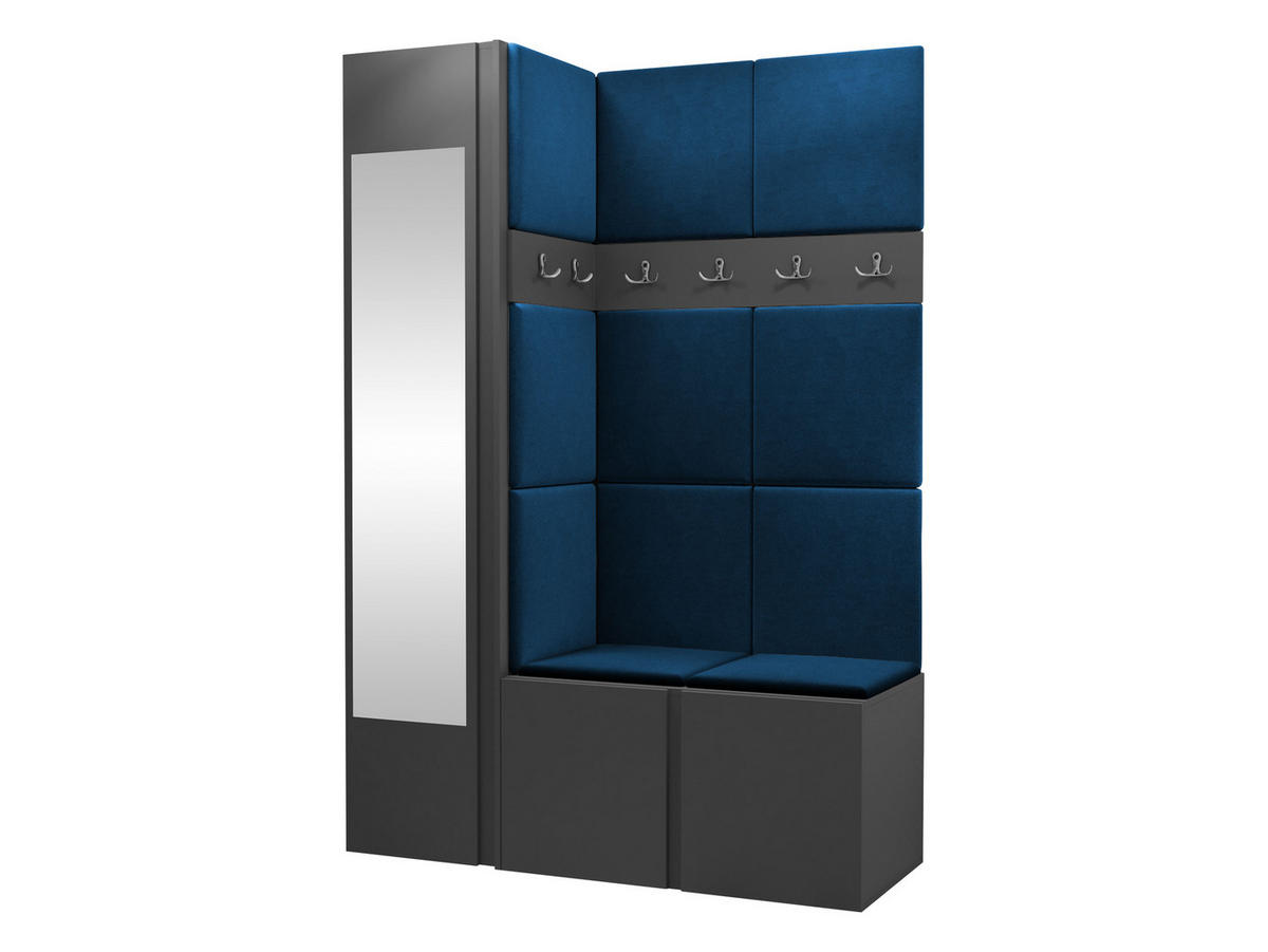 GARDEROBEN-SET Orion X - Blau/Graphitfarben, Holzwerkstoff/Kunststoff (124/186/46cm) - MIRJAN24