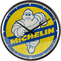 WANDUHR 31 cm Michelin Bibendum 80s - Blau/Gelb, Metall (31/31/5cm) - Nostalgic-Art
