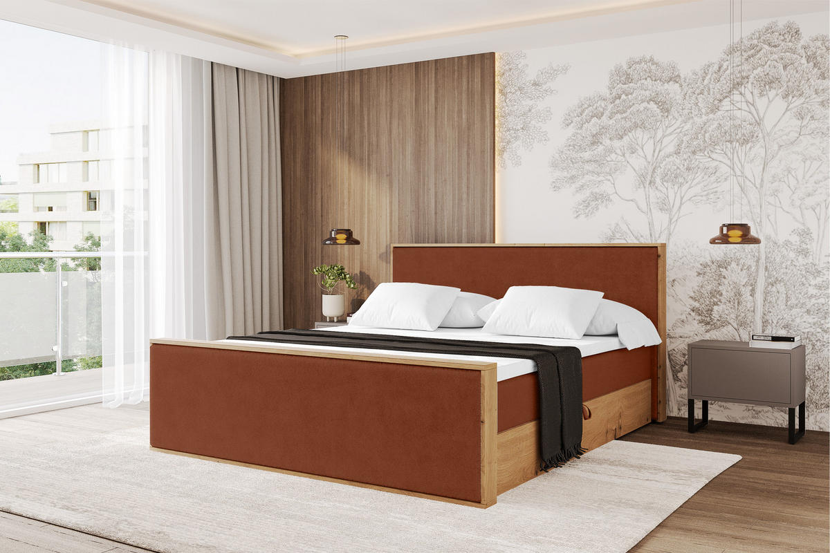 BOXBETT LOLLI9 -Z 160x200 - H4 Rot - Rot, Holzwerkstoff (160/200cm) - ALTDECOR
