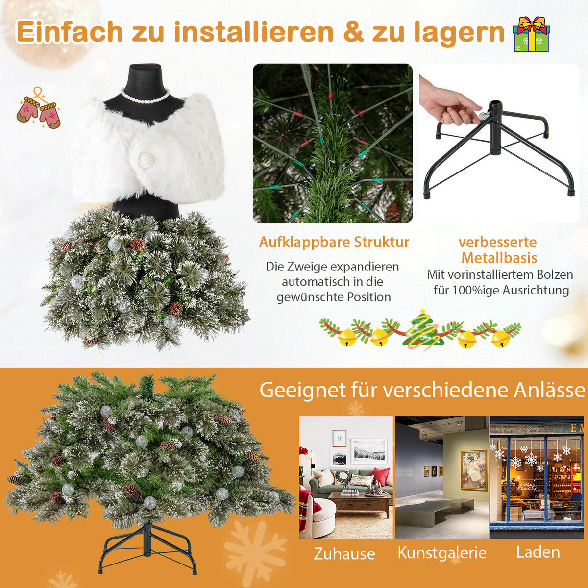 WEIHNACHTSBAUM Grün - Grün, Kunststoff (150cm) - COSTWAY