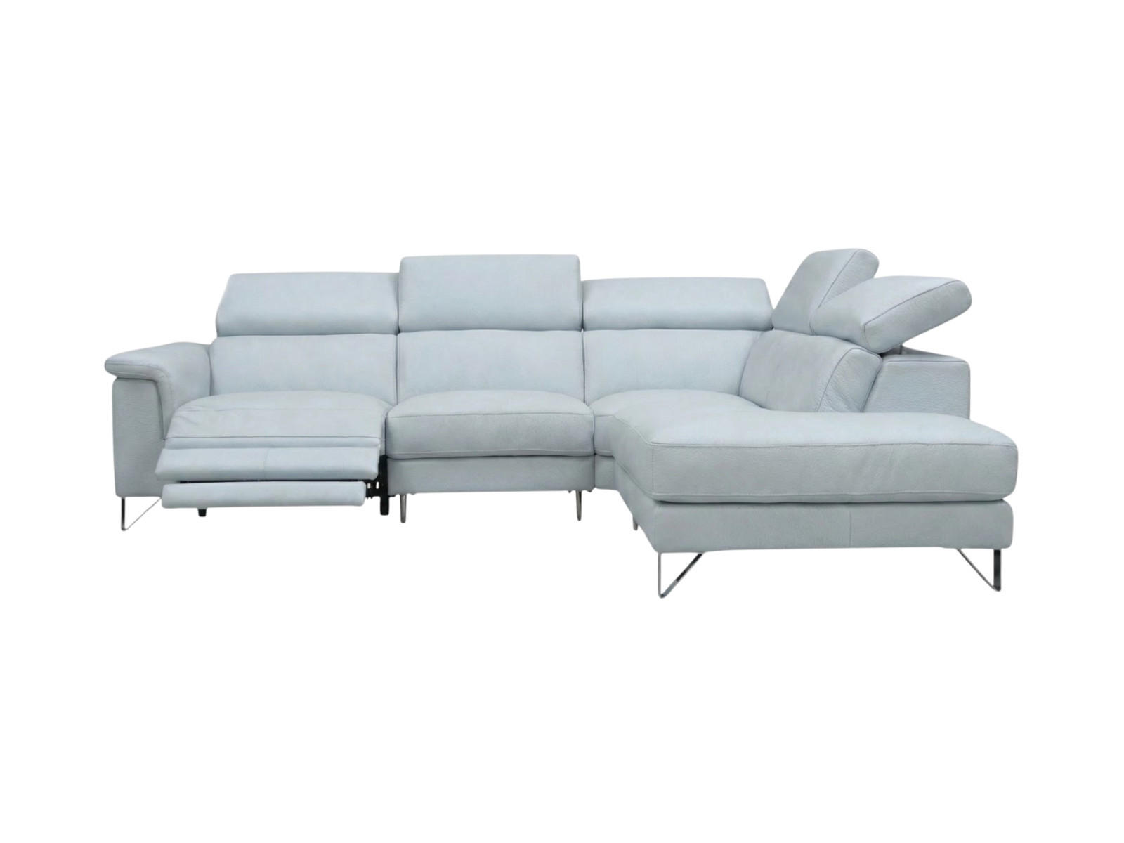 ECKSOFA Antares Echtleder mit 1 x Relaxfunktion Weiß - Weiß, Leder/Metall (276/224cm)