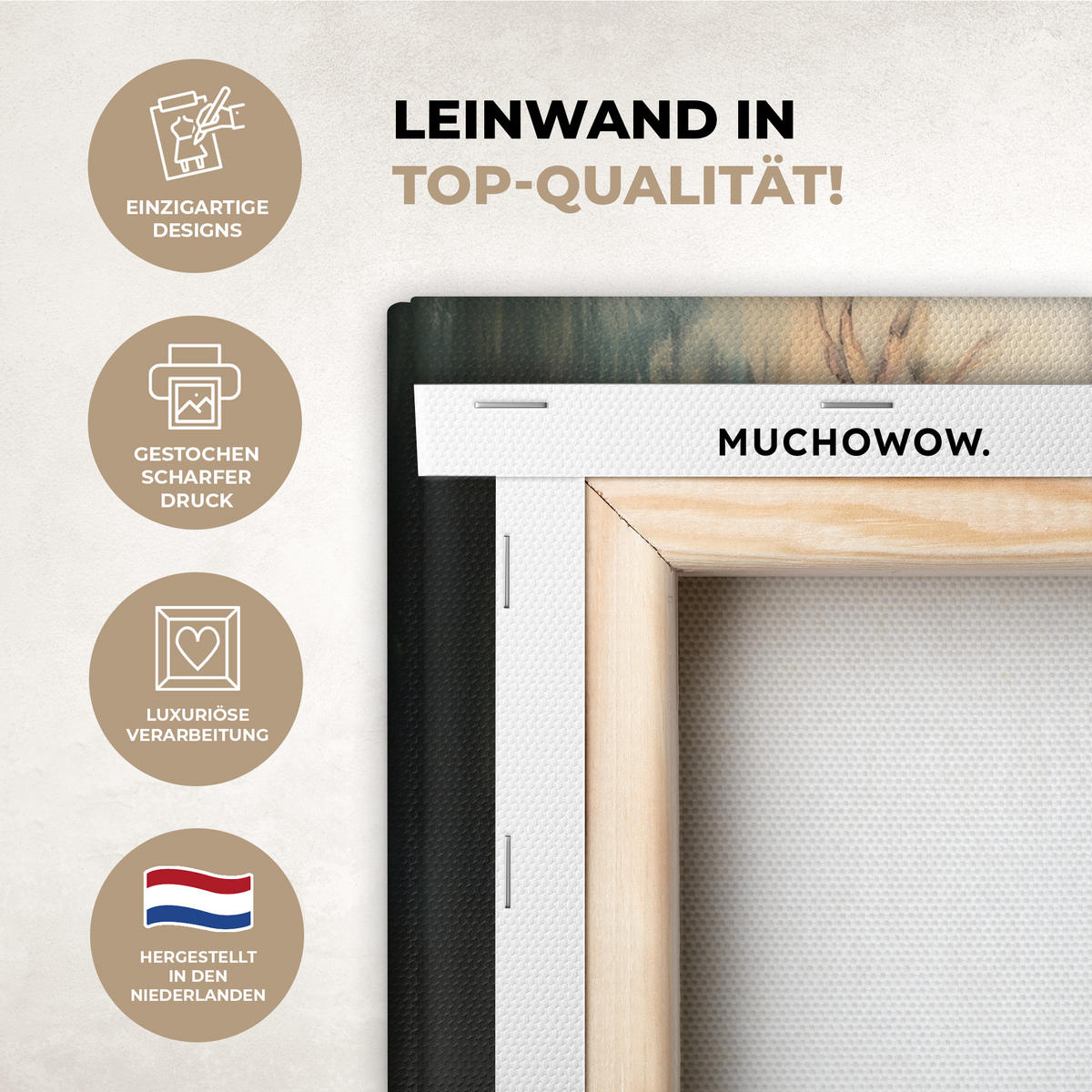 LEINWANDBILD Hirsch - Gemalt - Geweih - Braun 30x20 cm - Haselnussfarben, Textil (30/20cm) - MuchoWow