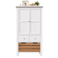 BUFFETSCHRANK Kombi Schwarz/Weiß 80/40/140 cm - Weiß, Holz (80/140/40cm) - PANGIVO