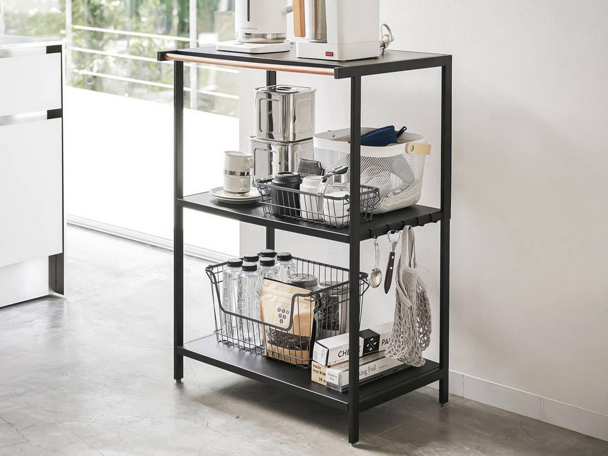 KÜCHENREGAL Tower schwarz 60/90/46 cm 3 Ebenen - Schwarz, Metall (46/90/60cm) - Yamazaki
