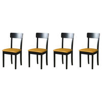 STUHL Hugo 1 (4er Set) - Currygelb/Schwarz, Holz (43/86/40cm) - Leaf Design