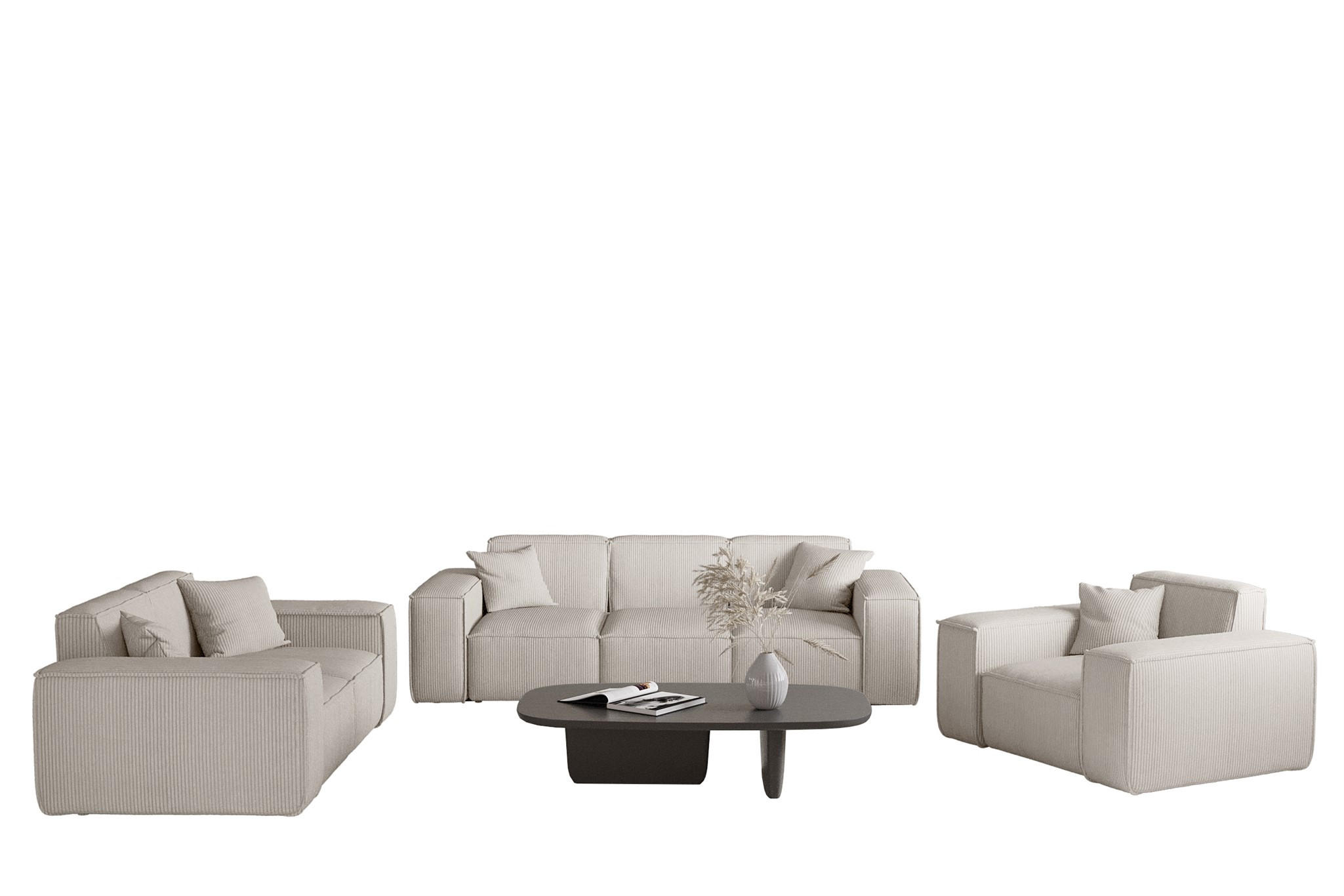 Fun Möbel Sofaset Beige 225x73x88 cm