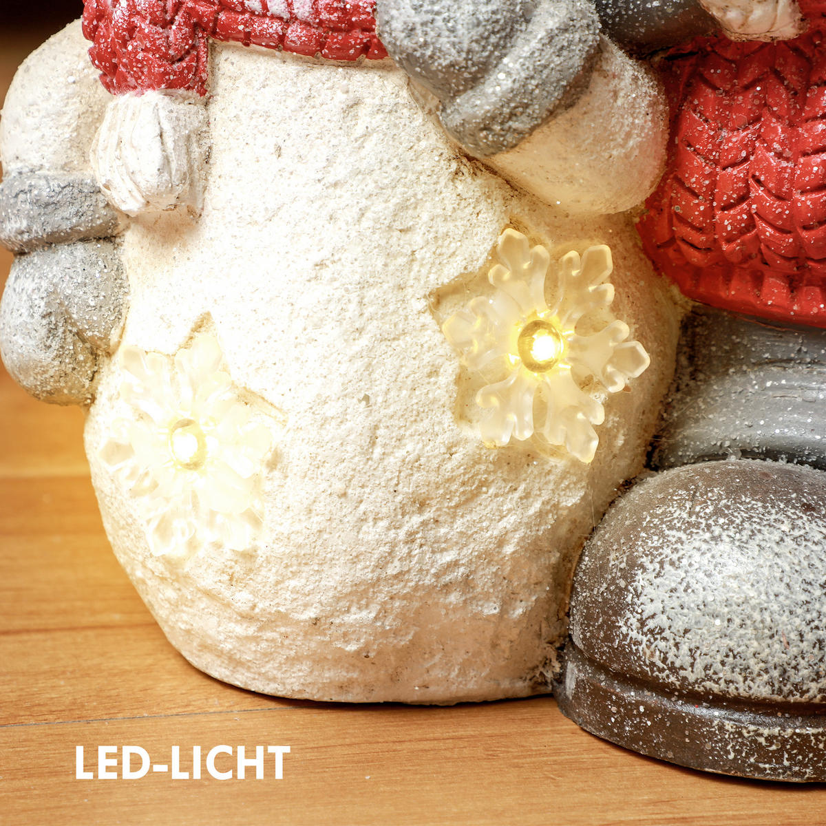 VÁNOČNÍ dekorace figurka trpaslíka 45,5 cm se sněhulákem LED světlem pro vnitřní i venkovní použití - různobarevná, kov/plast (18/45.5/25cm) - HOMCOM