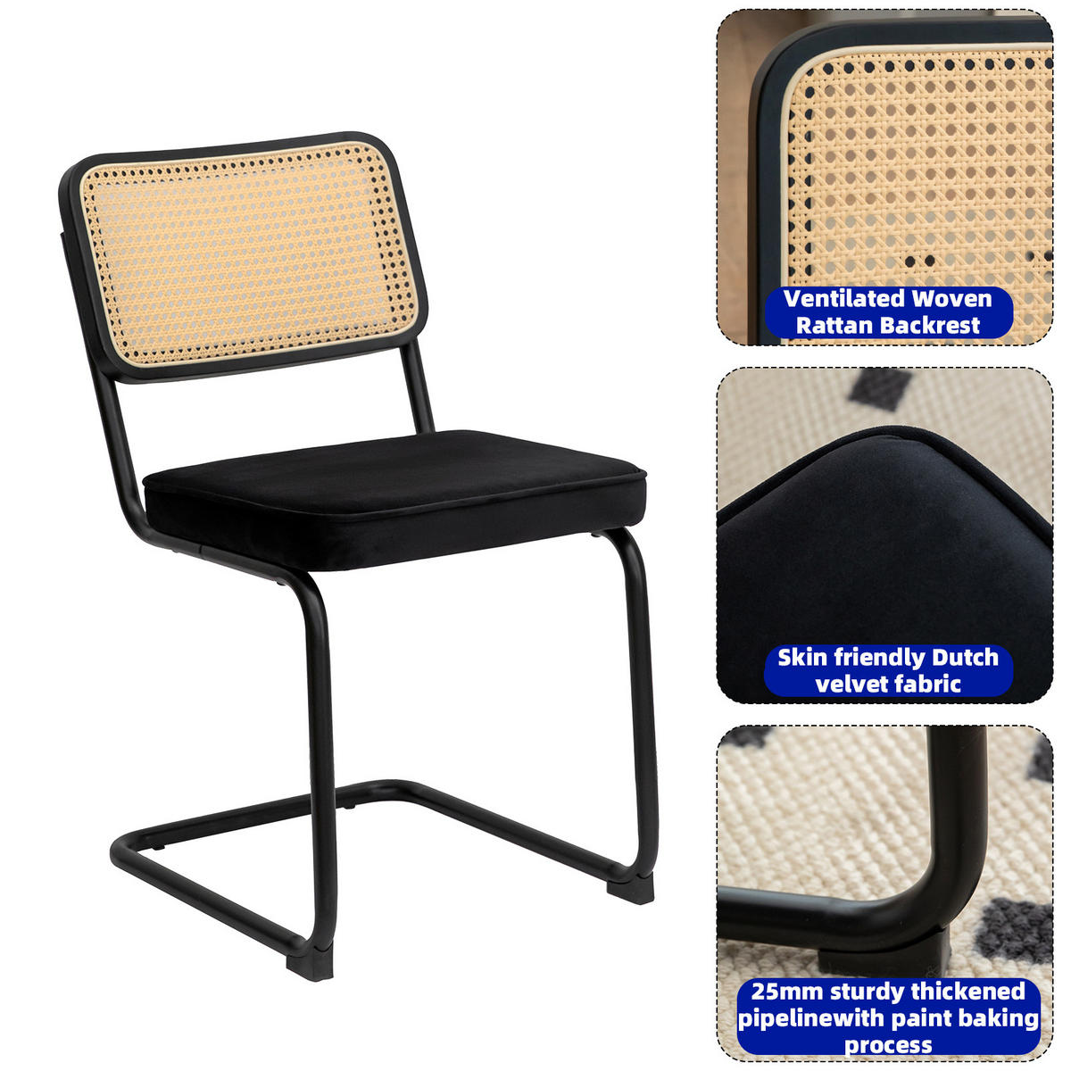 SCHWINGSTUHL DE-36902 2er-Set mit Rattan-Rückenlehne Grün - Schwarz, Metall (46.4/84.6/53cm) - ComfortXL