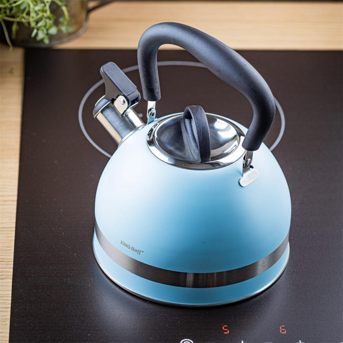 WASSERKESSEL Hellblau 22/18/23 cm KH1857 - Hellblau, Metall (22cm) - Kinghoff 