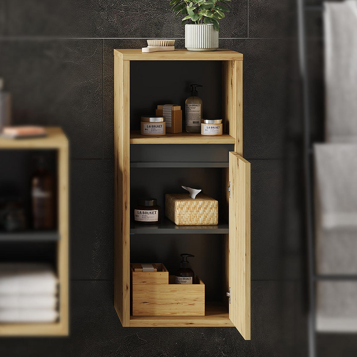 STŘEDNÍ SKŘÍŇKA Viola Řemeslný dub - dub artisan, kompozitní dřevo (38/80/33cm) - Vicco