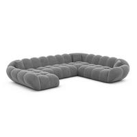 WOHNLANDSCHAFT Liva Dunkelgrau Samtstoff U-Form XXL Links - Dunkelgrau, Textil (323/70/258cm) - VAROYAL