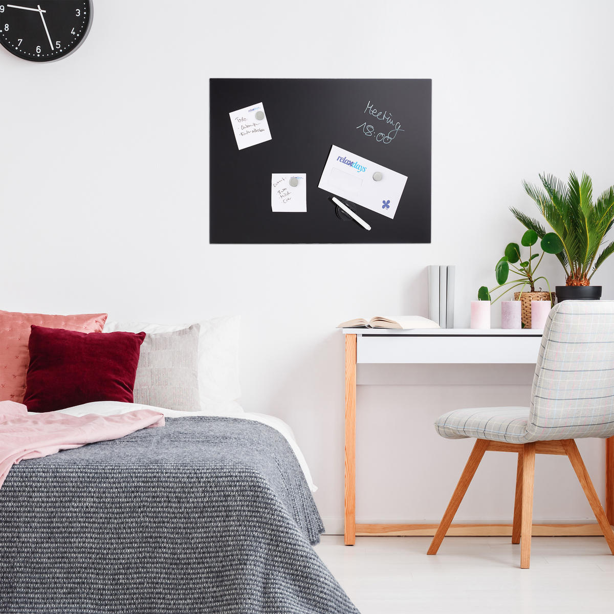 MAGNETTAFEL - Schwarz, Glas/Metall (100/60/0.4cm) - Relaxdays