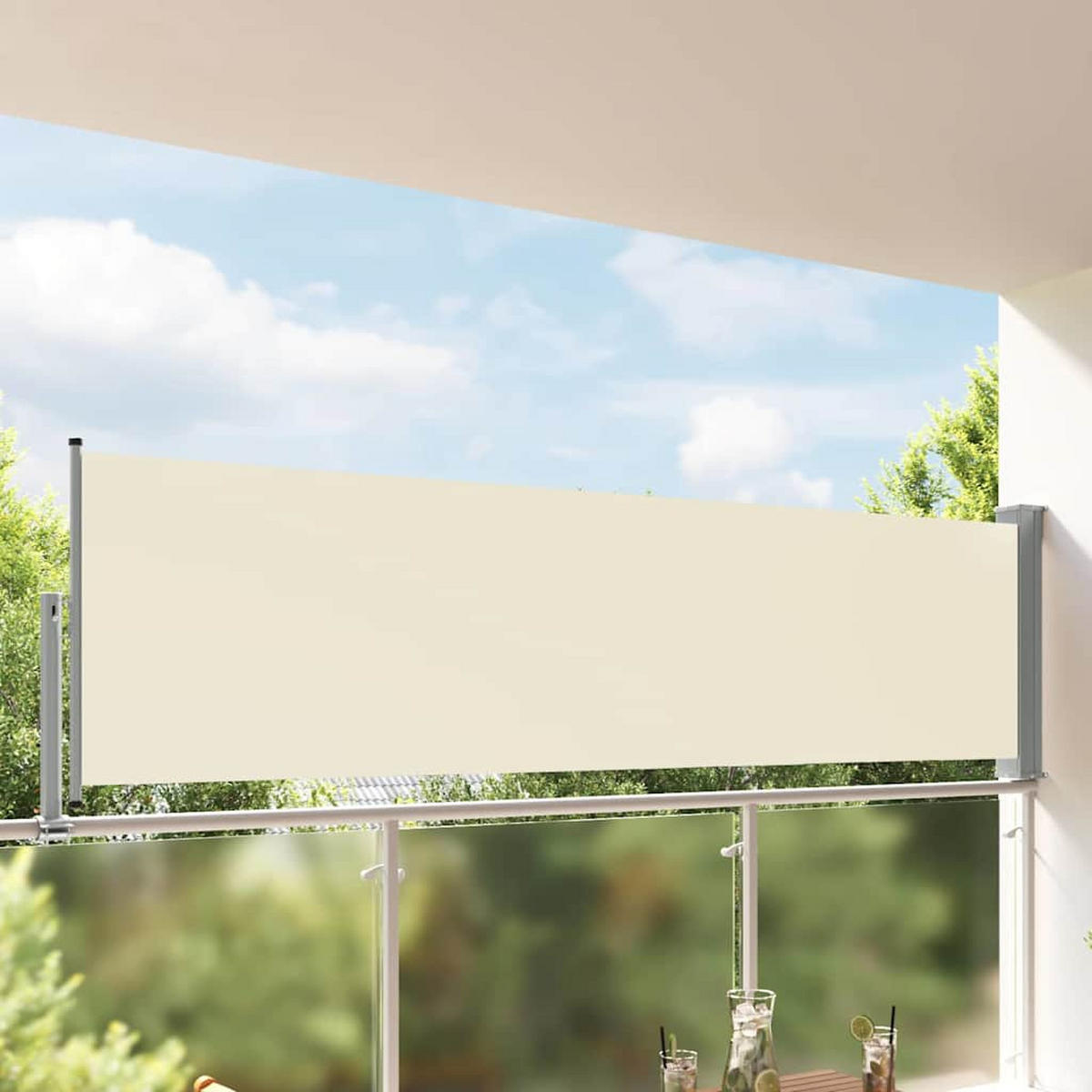 SEITENMARKISE Ausziehbare 100/300 Cm Creme - Creme, Textil (300/100cm) - vidaXL