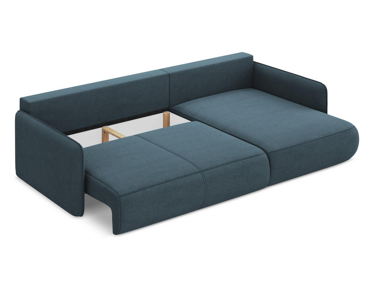 ECKSOFA mit Schlaffunktion Strukturstoff Stoff Blau - Blau/Blaugrau, Kunststoff/Textil (240/148cm) - Makamii