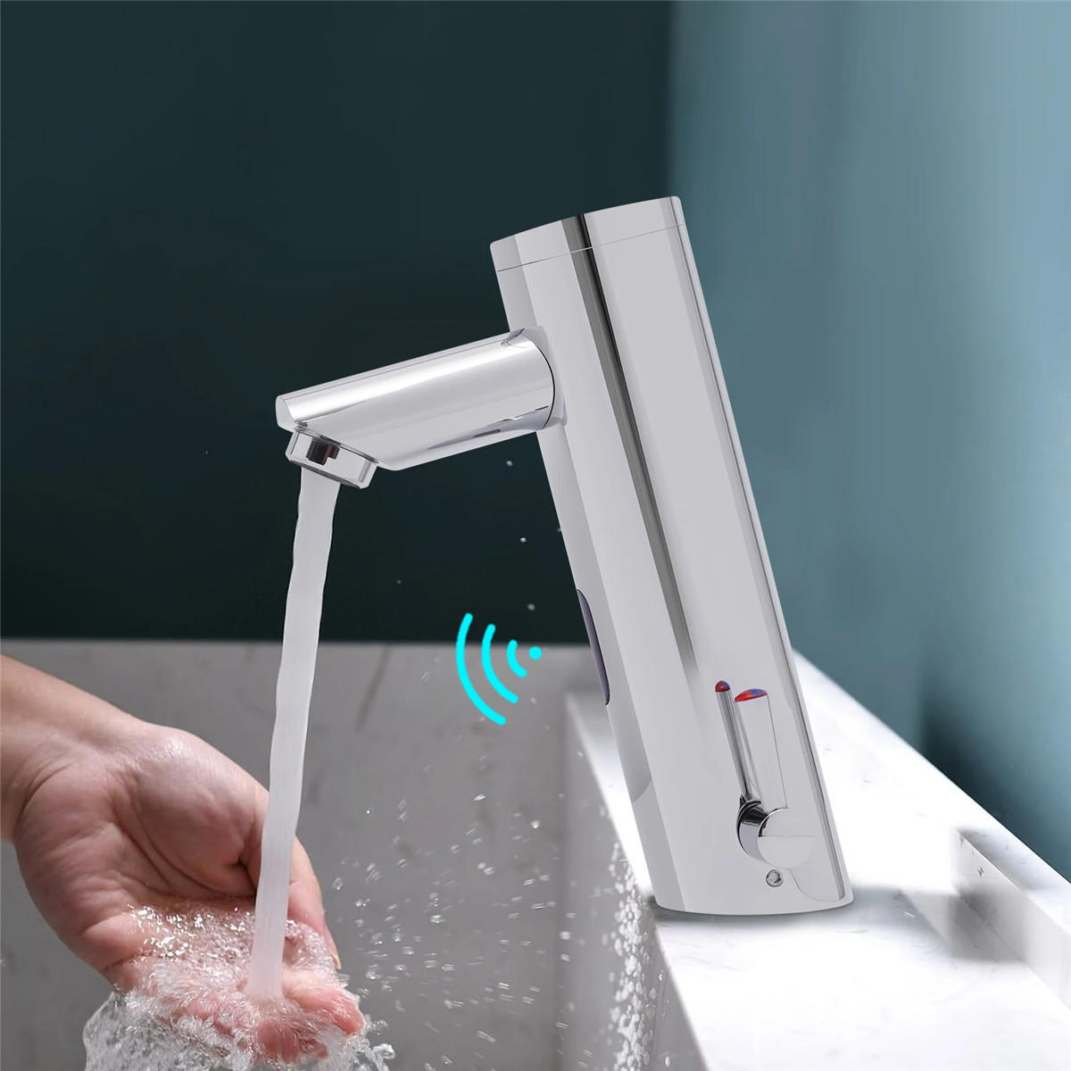WASCHTISCHARMATUR Sensor berührungslos Badezimmerarmatur - Silberfarben, Metall (12.4/20/5.4cm) - Kaket