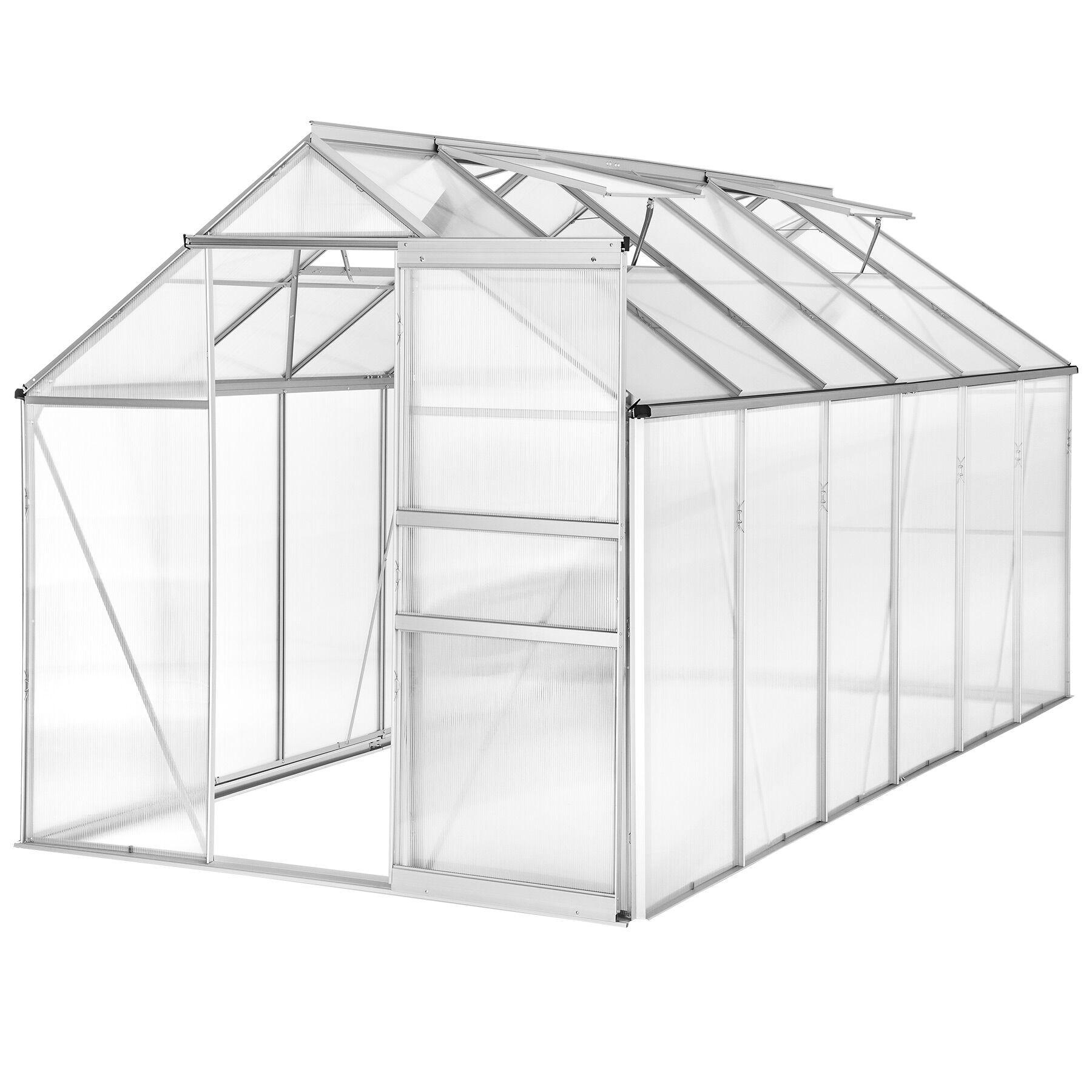 GEWÄCHSHAUS, 185 x 375 x 195 cm,transparent - Transparent, Metall (185/195/375cm) - tectake
