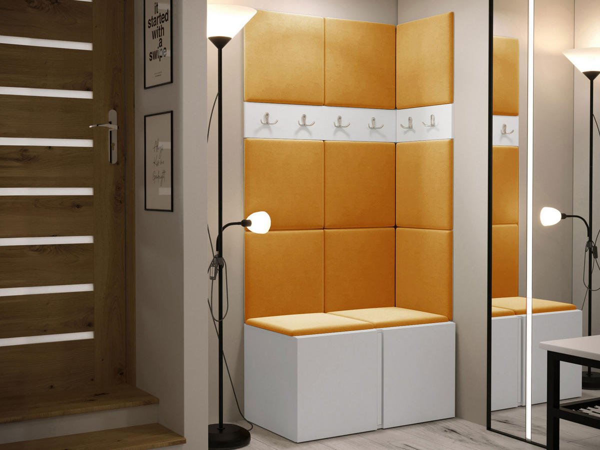 GARDEROBEN-SET Orion I - Weiß/Orange, Holzwerkstoff/Kunststoff (84/186/46cm) - MIRJAN24