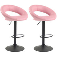 BARHOCKER 2er Set Mekim Kunstleder Pink Schwarz - Pink, Leder/Metall (53/80/47cm) - DELUKE
