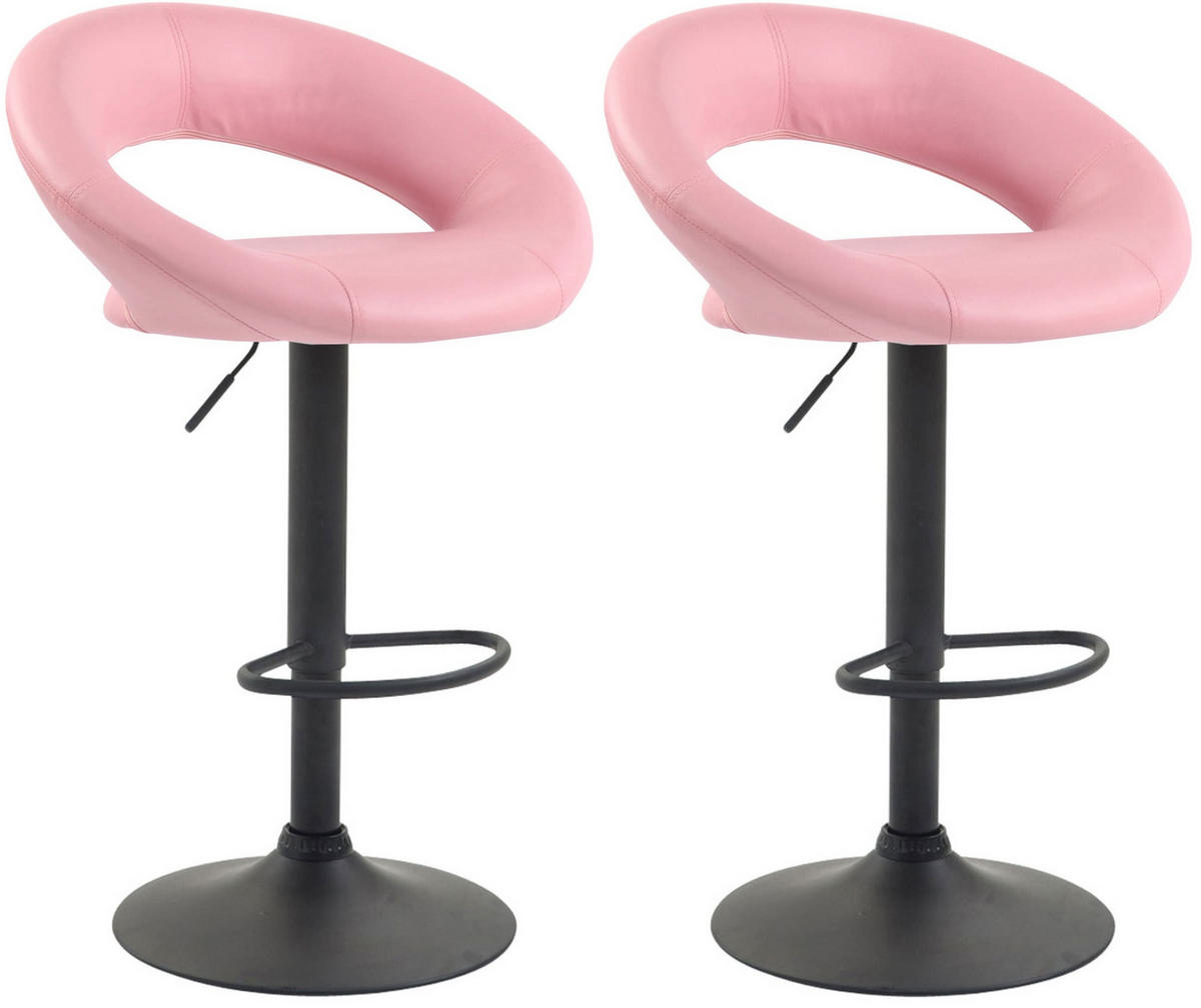 BARHOCKER 2er Set Mekim Kunstleder Pink Schwarz - Pink, Leder/Metall (53/80/47cm) - DELUKE
