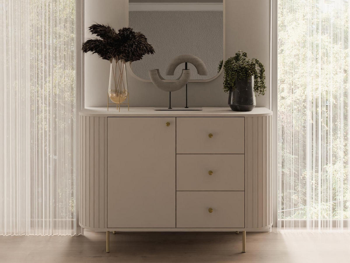 KOMMODE mit 3 Schubladen OVI Beige - Beige, Holzwerkstoff (123/85/42cm) - Compleo24