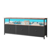 TV Lowboard LED 137x30x57 cm, 3 Schubladen, Schwarz - Schwarz, Metall (137/77/30cm)