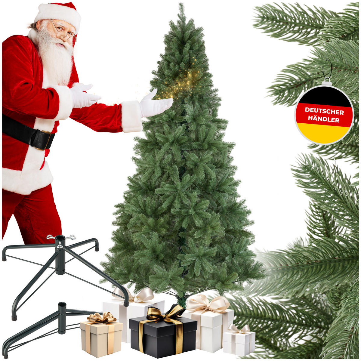 WEIHNACHTSBAUM Dancer,pulverbeschichteter Metallständer mit Kunststoffkappen,grün - Grün, Kunststoff (230cm) - tectake
