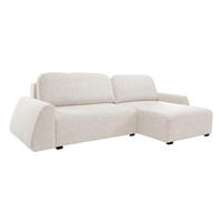 ECKSOFA ALMI mit Schlaffunktion, Bettkasten, Wellenfedern, Komfortable Sitzpolsterung, Elegantes Design, Rechte, 160x275 cm, Beige - Beige, Holz/Textil (275/160cm) - DomoHome