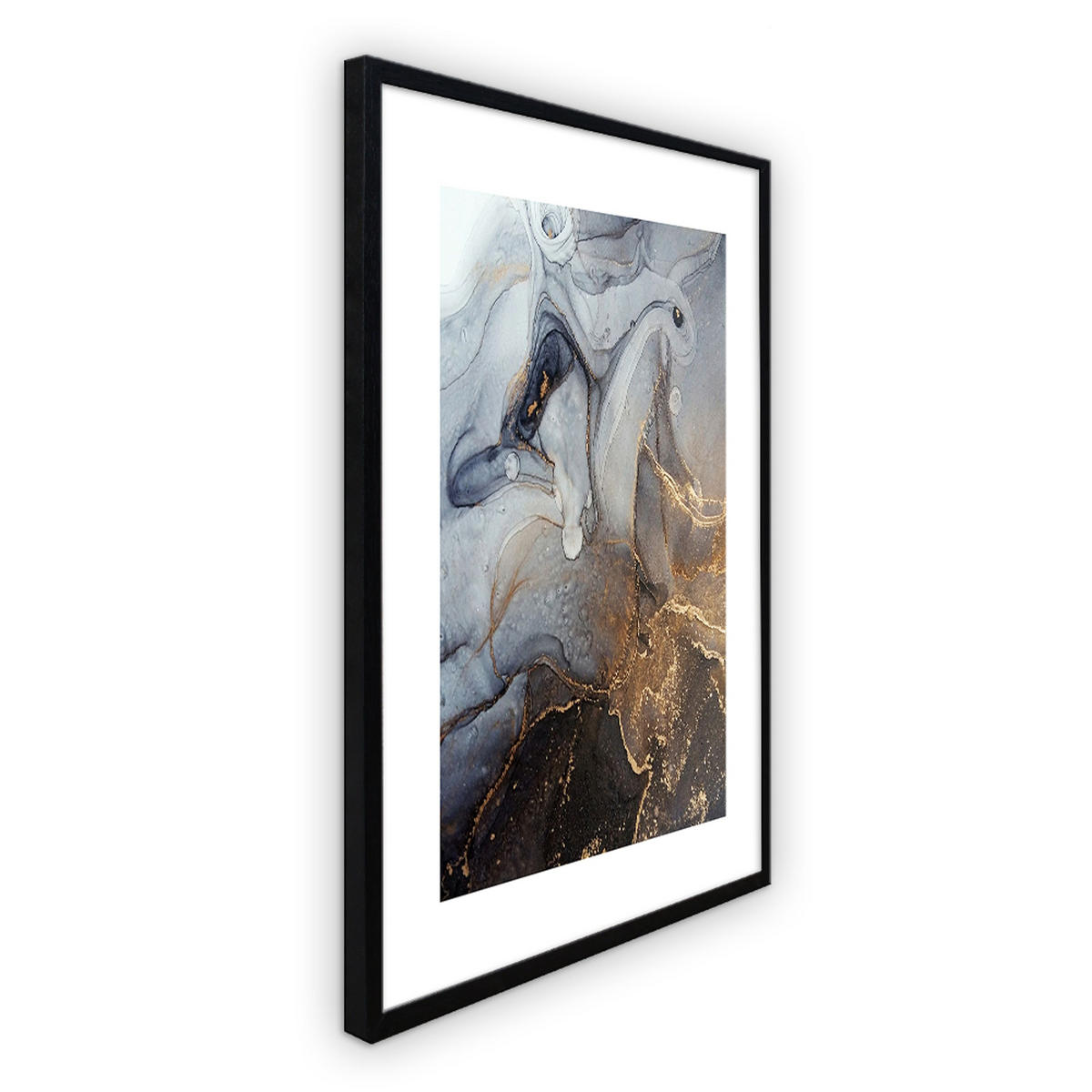 POSTER mit Rahmen 40x50 cm abstrakt blau gold - Blau, Holz (41/51cm) - artissimo