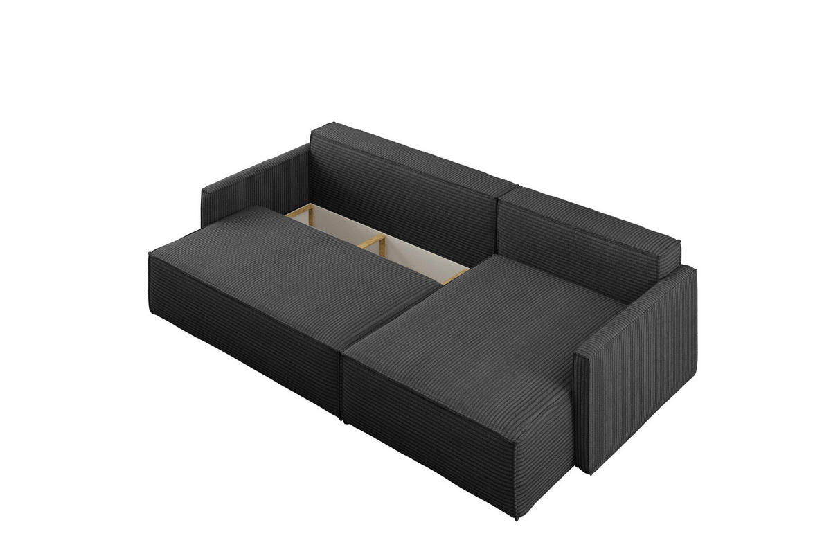 SCHLAFSOFA Carlos, Ecksofa L-Form mit schlaffunktion und bettkasten Stoff Poso Graphit Rechts - Graphitfarben, Holz (250/83/142cm) - Kaiser Möbel