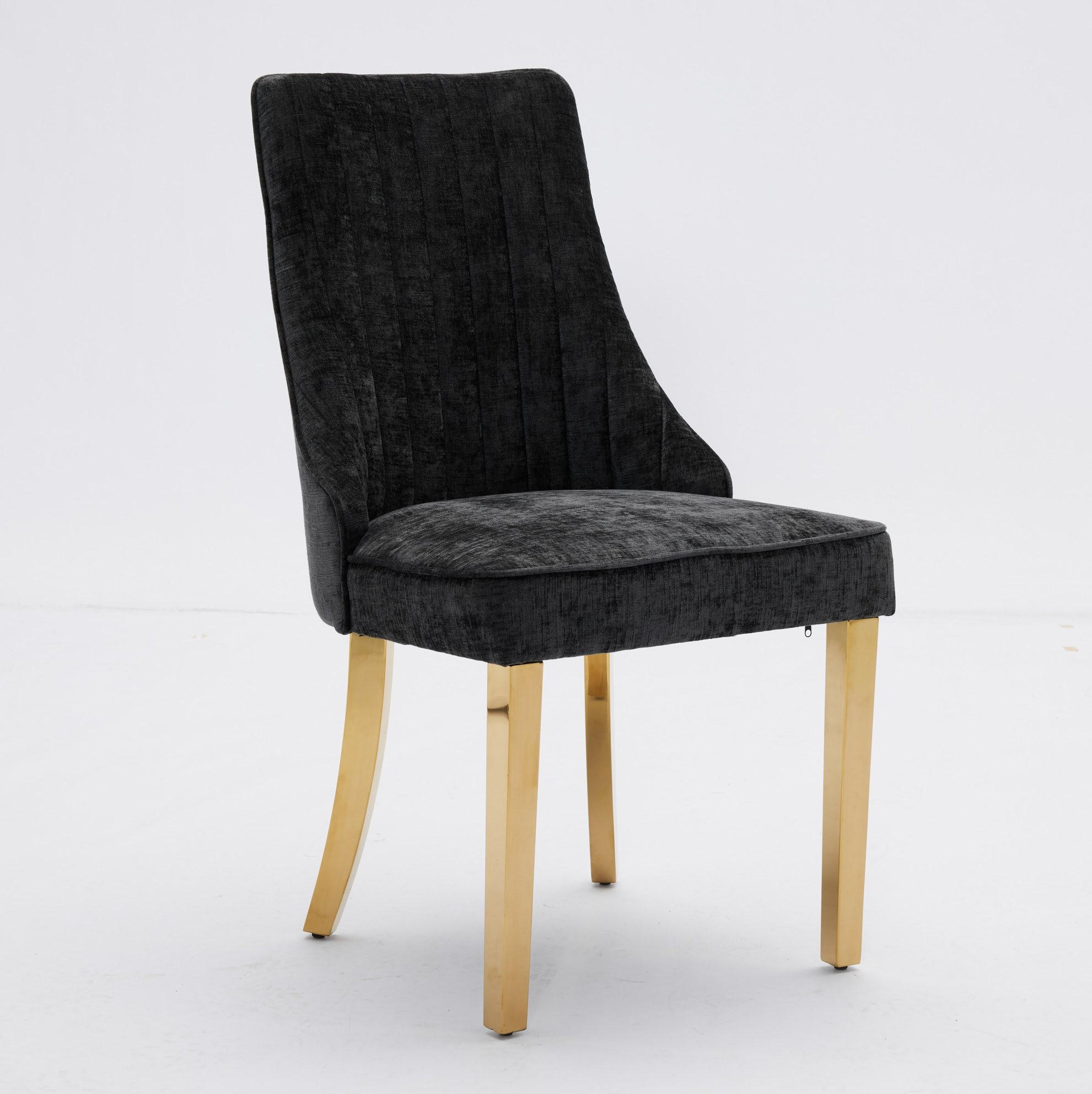 ESSZIMMERSTÜHLE mit hoher Rückenlehne Chenille Schwarz 2er-Set - Schwarz, Metall (50/95/65cm) - Meubliv