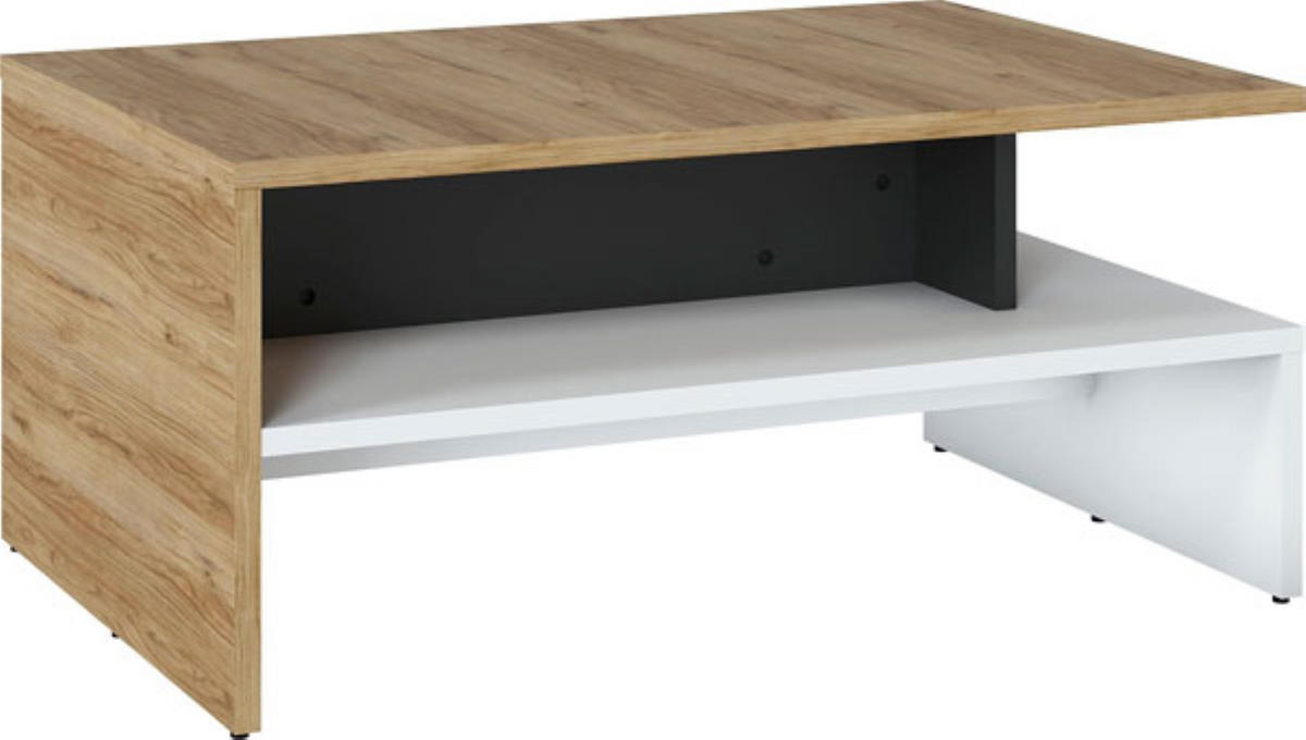 COUCHTISCH Novena weiß / schwarz / Catania Eiche 100 / 66 / 45,5cm - Eichefarben/Weiß, Holz/Holzwerkstoff (66/100/45.5cm) - Feldmann-Wohnen