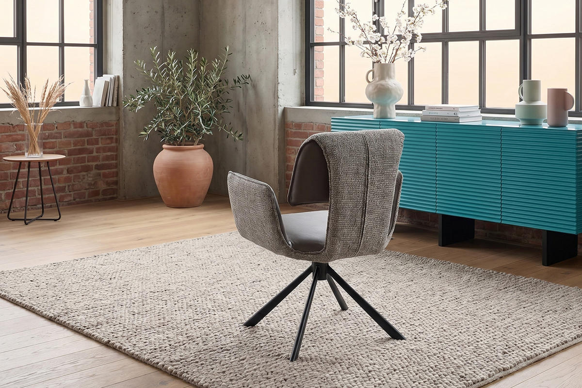 ESSZIMMERSTUHL EDENIA Grau Webstoff Drehbar (360°) (1er-Set) - Grau, Kunststoff/Textil (60/86/65cm) - KAWOLA