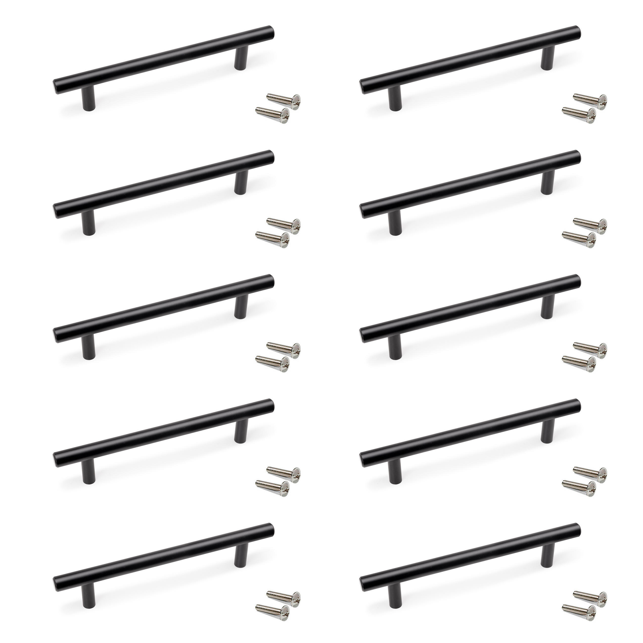 MÖBELGRIFFE Orlando, L188mm, 128mm Achsenabstand, Stahl, Schwarz lackiert 10er-set - Schwarz, Metall (1.2/4/18.8cm) - EMUCA