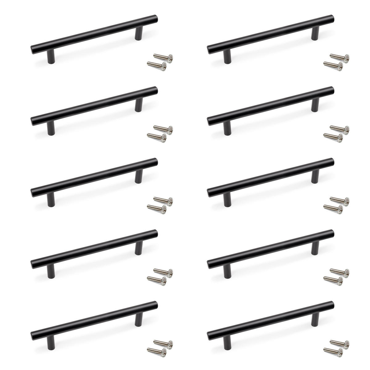 MÖBELGRIFFE Orlando, L188mm, 128mm Achsenabstand, Stahl, Schwarz lackiert 10er-set - Schwarz, Metall (14/4/21cm) - EMUCA