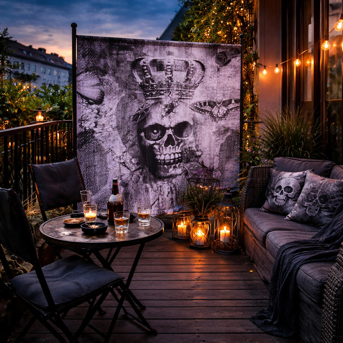 PARAVENT 1-tlg. 180x178cm Skull - Multicolor, Metall (178/180cm) - QUICK STAR