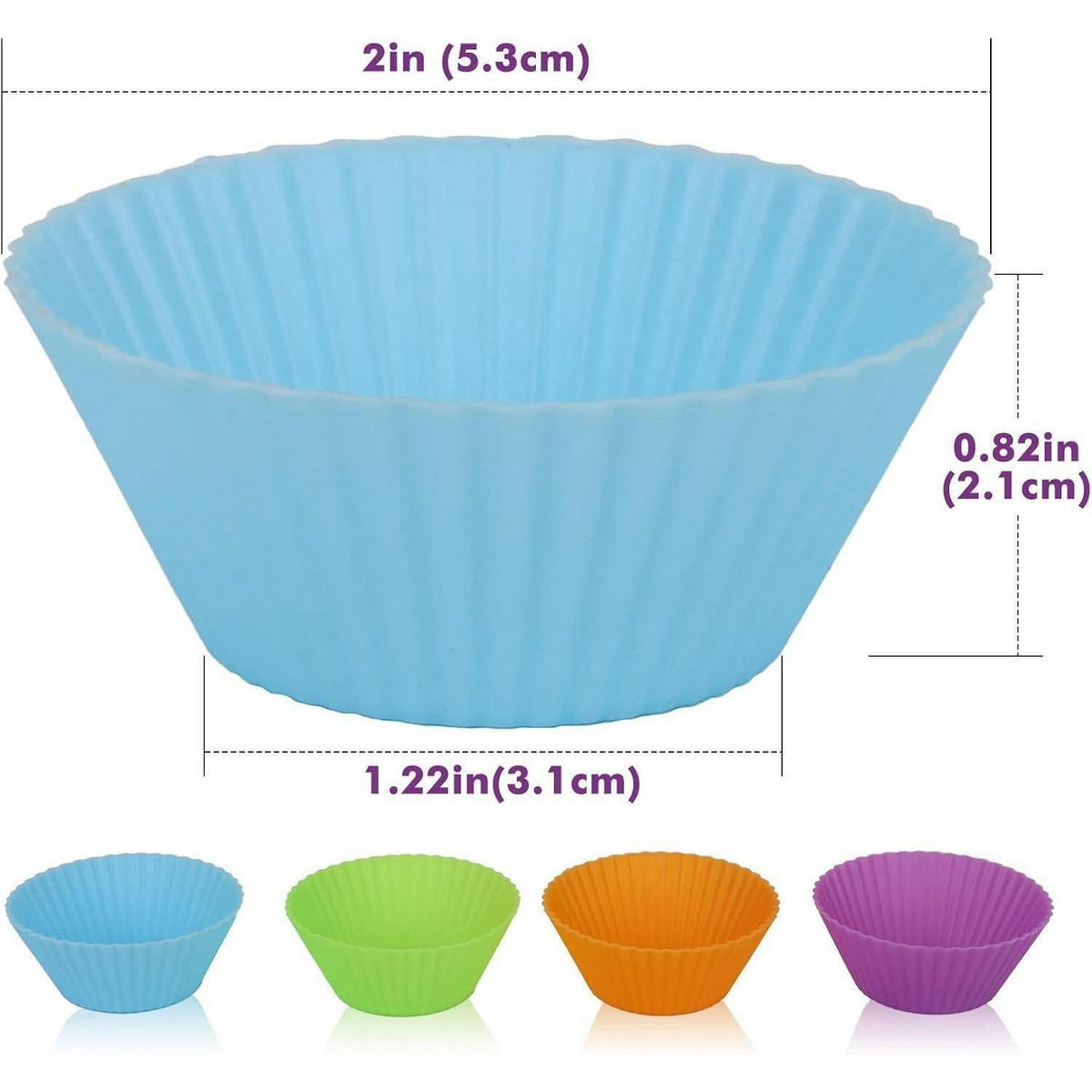 MUFFINFORMEN Silikon 24er Set Regenbogenfarben - Multicolor, Kunststoff (3.1/2.1/5.3cm)