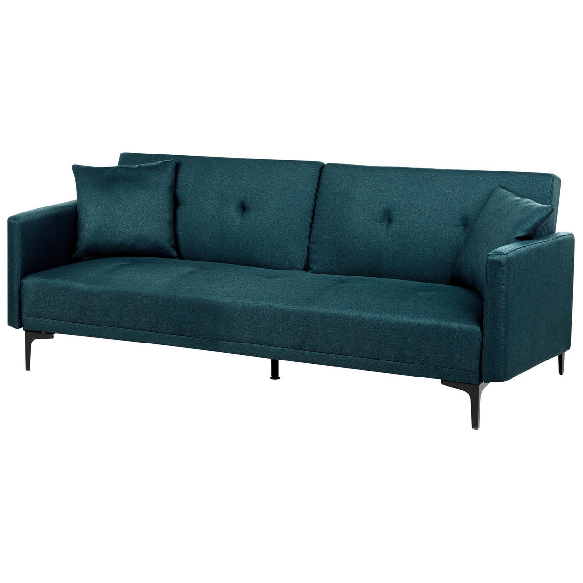 3-SITZER-SCHLAFSOFA seeblau/schwarz Lucan - Blau/Schwarz, Textil (191/75/91cm) - Beliani