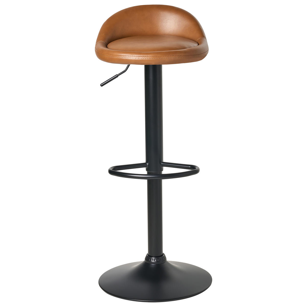 BARHOCKER 2er-Set Kunstleder drehbar Braun Meeder - Goldfarben, Kunststoff (38/69/40cm) - Beliani
