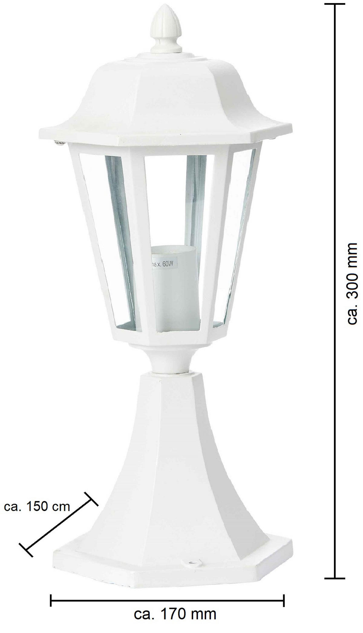 LED-GARTENLATERNE - moderne Außenlampe mit E27-Sockel für Innen- und Außenbereich - Weiß, Kunststoff (17/15/30cm) - Northpoint