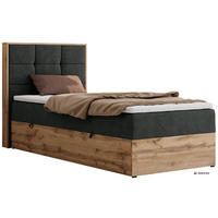 BOXBETT ALBERO 1 90/200 - Dunkelgrau Stukture - Topper Visco - H3 - Links - Dunkelgrau/Anthrazit, Kunststoff/Textil (90/200cm) - MKS