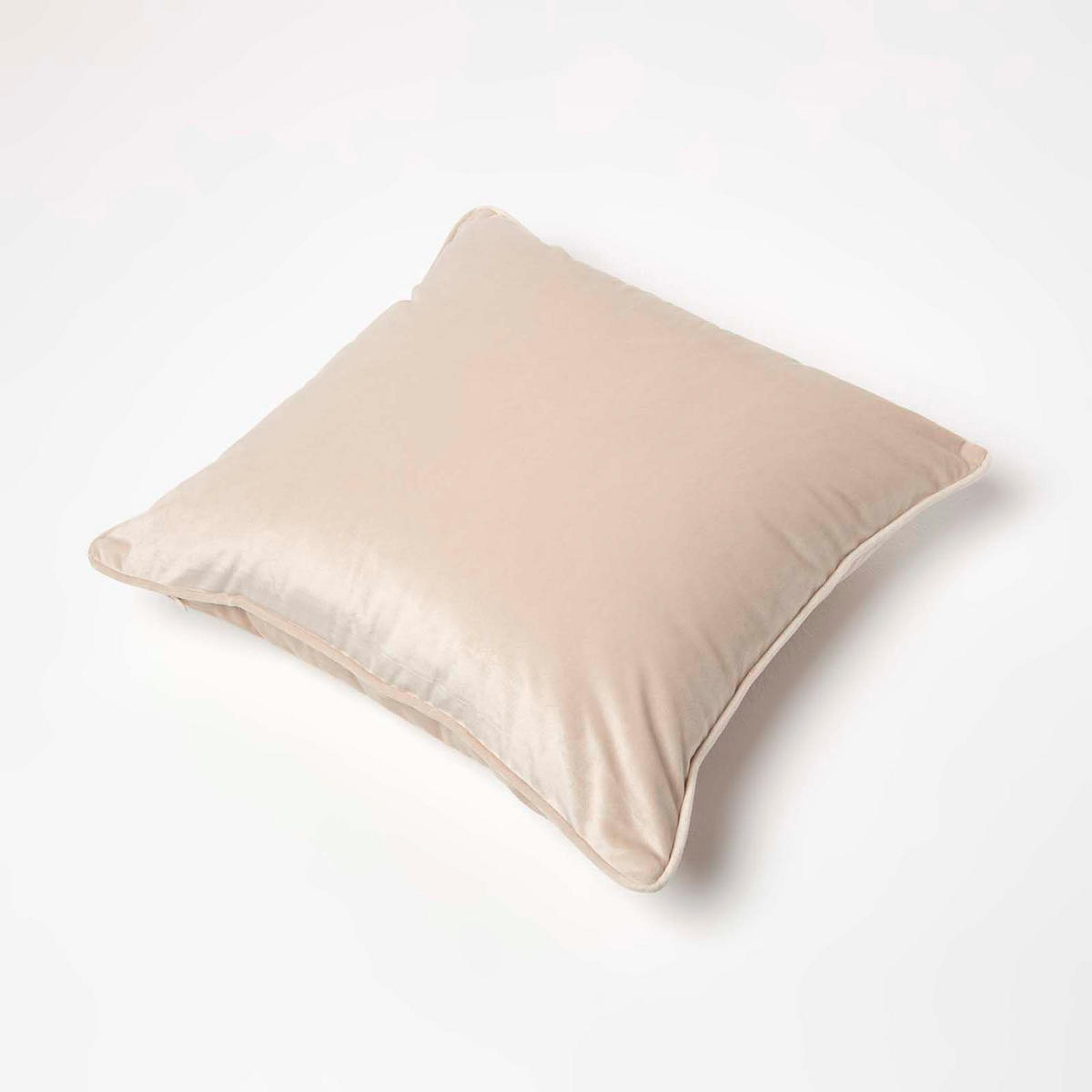 KISSENHÜLLE Samt mit Paspel – creme 46/46 cm - Creme, Textil (46/46cm) - Homescapes