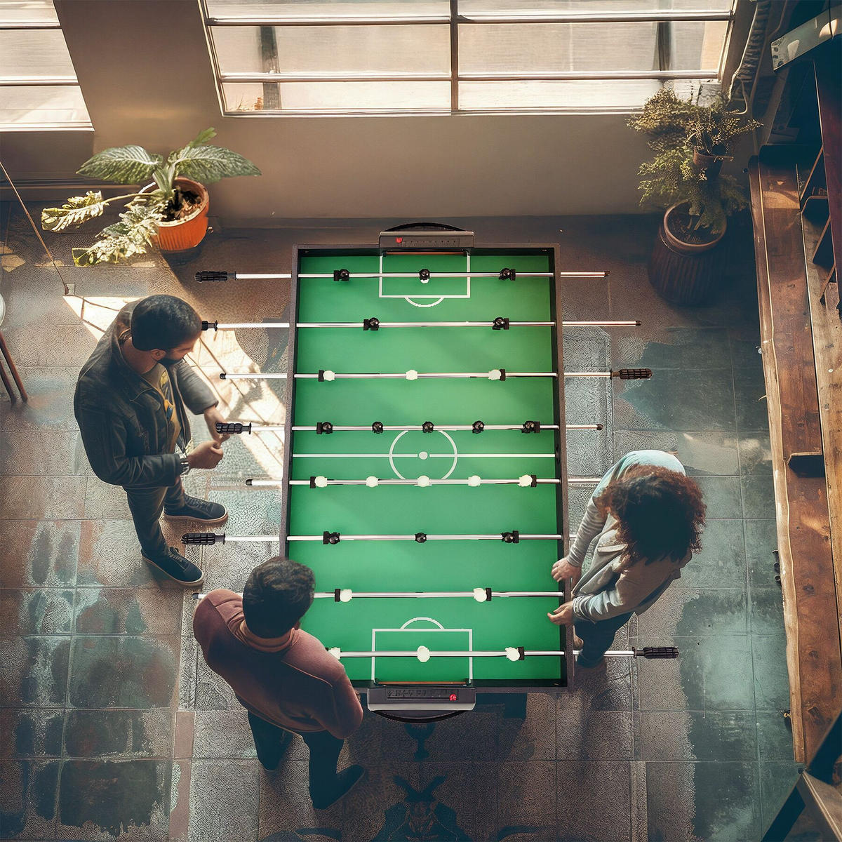 MULTIFUNKTIONALER SPIELTISCH Sirgamealot,125 x 123 x 83 cm,schwarz/grün - Schwarz/Grün, Holz (125/123cm) - tectake