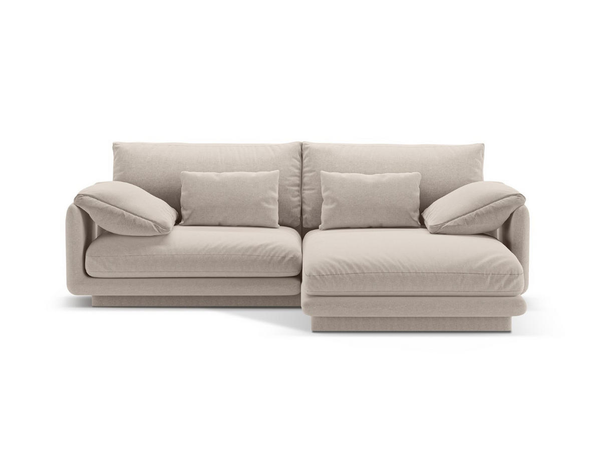 ECKSOFA rechts Torino aus strukturiertem Stoff leichtes beige 3 Sitzplätze - Creme, Textil (170/220cm) - Micadoni