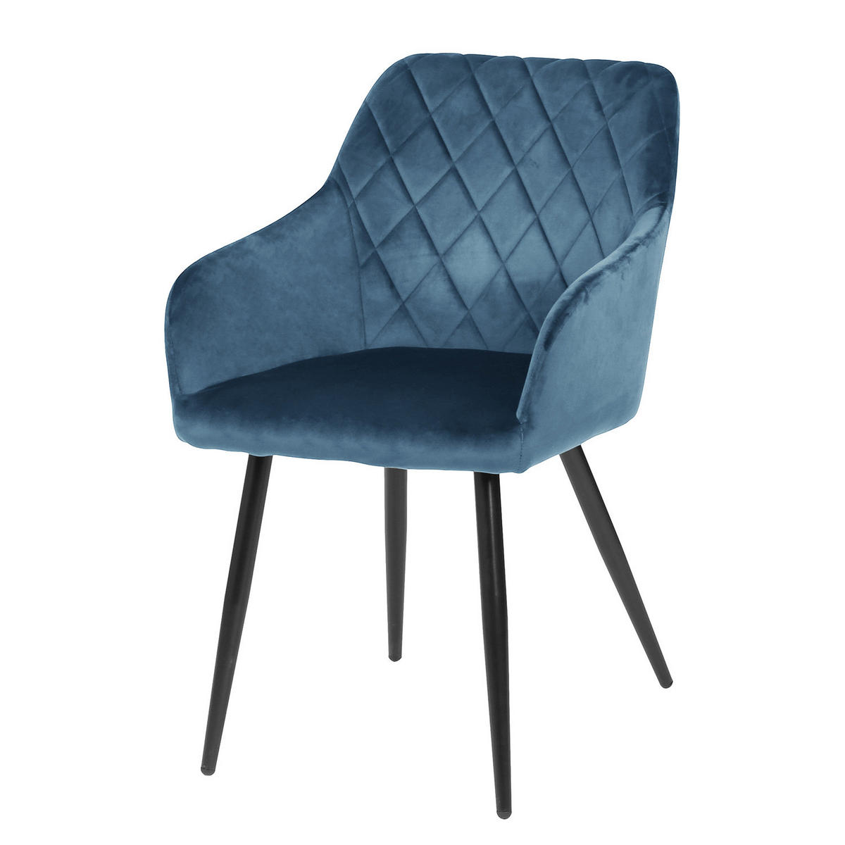 ARMLEHNENSTUHL - 2er-Set - Blau/Schwarz, Textil/Metall (54/83/60cm) - home24