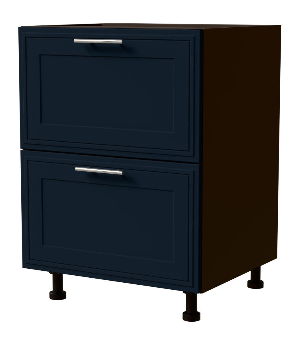 SCHUBLADENUNTERSCHRANK Salo D2/60 Lava / Indigo Matt 60 / 50 / 82cm - Blum Teilauszug - Dunkelgrau/Dunkelblau, Holz/Holzwerkstoff (60/82/50cm) - Feldmann-Wohnen